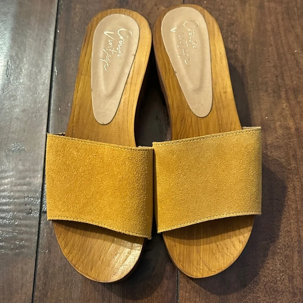 Crown Vintage muted Mustard Suede Slide Clogs-Made in Italy-NWOT - Picture 2 of 15
